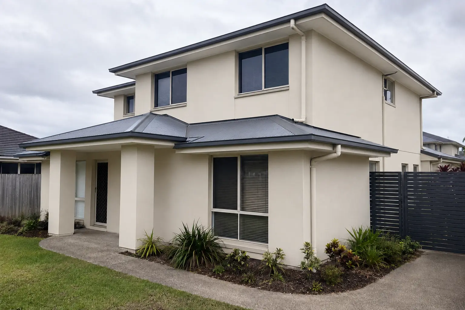The same rendered Queensland home after a controlled soft wash
